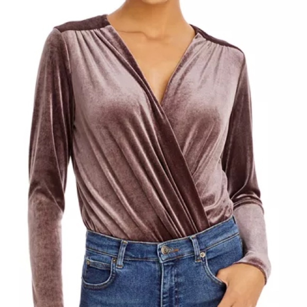 NWT Vestique Velvet Wrap Crossover Bodysuit Cocoa Brown Sexy Edgy Sophisticated